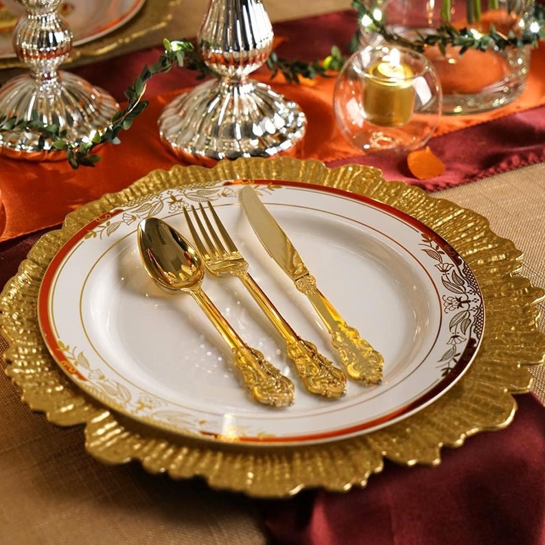 13" Gold Reef Plastic Charger Plates